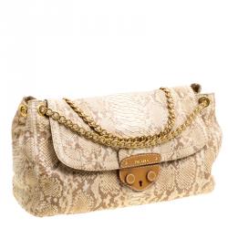 Pre Owned Prada Beige/Brown Python Delave Shoulder Bag