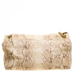 Pre Owned Prada Beige/Brown Python Delave Shoulder Bag