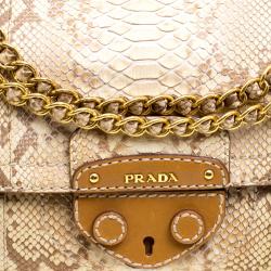 Pre Owned Prada Beige/Brown Python Delave Shoulder Bag