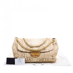 Pre Owned Prada Beige/Brown Python Delave Shoulder Bag