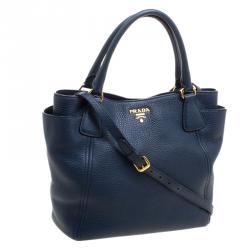 Pre Owned Prada Black Vitello Daino Leather Shopper Tote