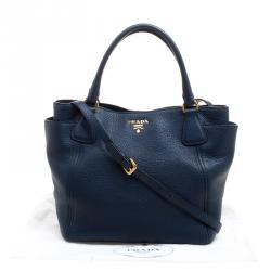 Pre Owned Prada Black Vitello Daino Leather Shopper Tote