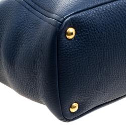 Pre Owned Prada Black Vitello Daino Leather Shopper Tote