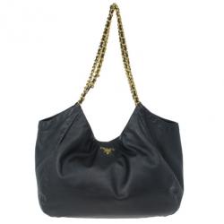 مملوكة مسبقًا Prada Black Soft Leather Baltico Shoulder Bag