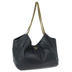 مملوكة مسبقًا Prada Black Soft Leather Baltico Shoulder Bag