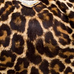 Pre Owned Prada Brown Leopard Print Calf Hair Hobo