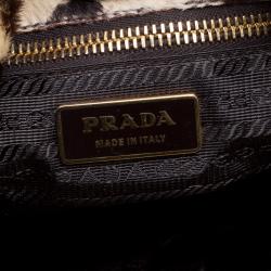 Pre Owned Prada Brown Leopard Print Calf Hair Hobo