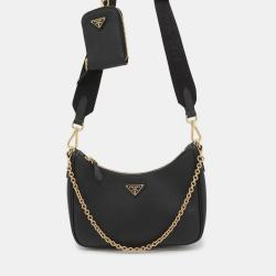 Pre Owned Prada Re-Edition 2005 Saffiano Shoulder Bag Black