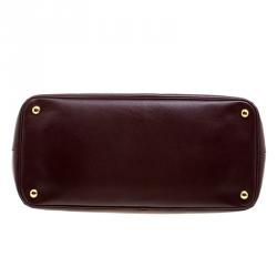 Pre Owned Prada Burgundy Saffiano Lux Leather Large Gardener's Tote