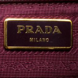 Pre Owned Prada Burgundy Saffiano Lux Leather Large Gardener's Tote