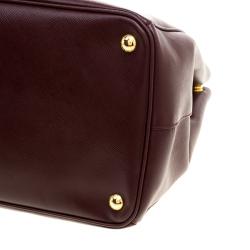 Pre Owned Prada Burgundy Saffiano Lux Leather Large Gardener's Tote