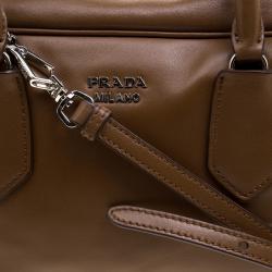 Pre Owned Prada Brown Soft Leather Double Satchel