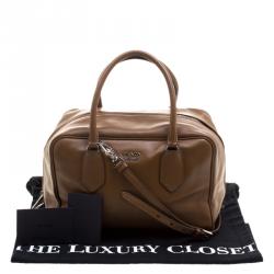 Pre Owned Prada Brown Soft Leather Double Satchel