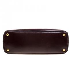 Pre Owned Prada Burgundy Saffiano Metal Leather Medium Gardener's Tote