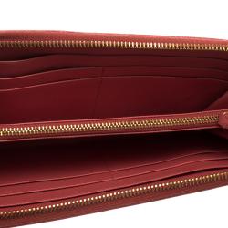 Pre Owned Prada Peach Saffiano Metal Leather Zip Around Wallet