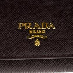 Pre Owned Prada Burgundy Saffiano Metal Leather Continental Wallet