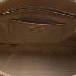 Pre Owned Prada Caramel Saffiano Lux Leather Large Double Zip Tote