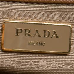 Pre Owned Prada Caramel Saffiano Lux Leather Large Double Zip Tote