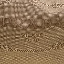 Pre Owned Prada Beige/Turquoise  Canvas and Leather Hobo