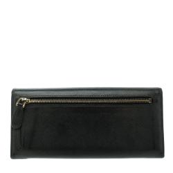 Pre Owned Prada Black Saffiano Metal Leather Continental Wallet