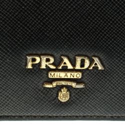 Pre Owned Prada Black Saffiano Metal Leather Continental Wallet