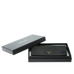 Pre Owned Prada Black Saffiano Metal Leather Continental Wallet