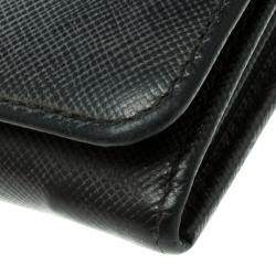 Pre Owned Prada Black Saffiano Metal Leather Continental Wallet