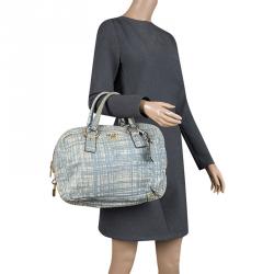 Pre Owned Prada Aquamarine Lux Leather Satchel