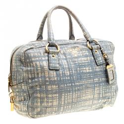 Pre Owned Prada Aquamarine Lux Leather Satchel