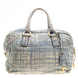 Pre Owned Prada Aquamarine Lux Leather Satchel