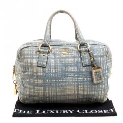 Pre Owned Prada Aquamarine Lux Leather Satchel