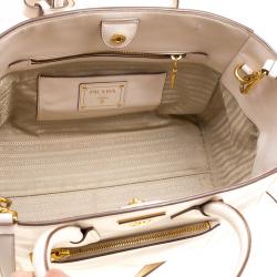 Pre Owned Prada Off White Vitello Leather Phenix Front Pocket Tote