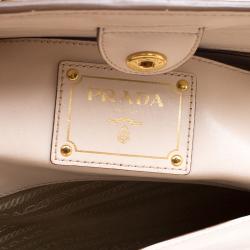 Pre Owned Prada Off White Vitello Leather Phenix Front Pocket Tote