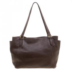 Pre Owned Prada Brown Vitello Daino Leather Shopper Tote