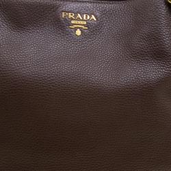 Pre Owned Prada Brown Vitello Daino Leather Shopper Tote