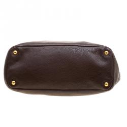 Pre Owned Prada Brown Vitello Daino Leather Shopper Tote