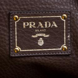 Pre Owned Prada Brown Vitello Daino Leather Shopper Tote