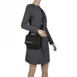 Pre Owned Prada Black Tweed and Leather Crossbody Bag