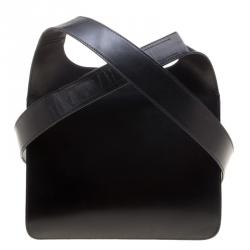 Pre Owned Prada Black Tweed and Leather Crossbody Bag