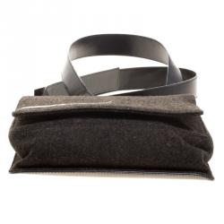 Pre Owned Prada Black Tweed and Leather Crossbody Bag