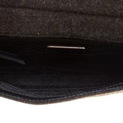 Pre Owned Prada Black Tweed and Leather Crossbody Bag
