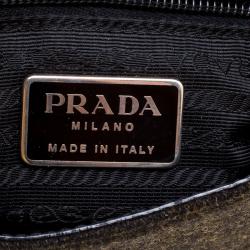 Pre Owned Prada Black Tweed and Leather Crossbody Bag