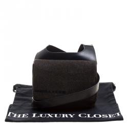 Pre Owned Prada Black Tweed and Leather Crossbody Bag