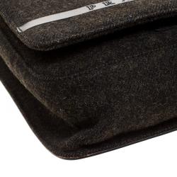 Pre Owned Prada Black Tweed and Leather Crossbody Bag