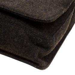 Pre Owned Prada Black Tweed and Leather Crossbody Bag