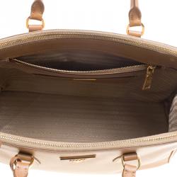 Pre Owned Prada Brown Saffiano Lux Leather Medium Double Zip Tote