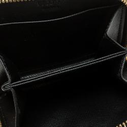 Pre Owned Prada Black Saffiano Leather Zip Around Compact Wallet