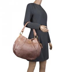 Pre Owned Prada Brown Ombre Leather Hobo