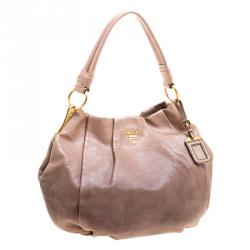 Pre Owned Prada Brown Ombre Leather Hobo