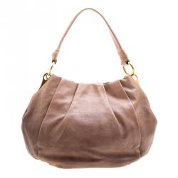 Pre Owned Prada Brown Ombre Leather Hobo